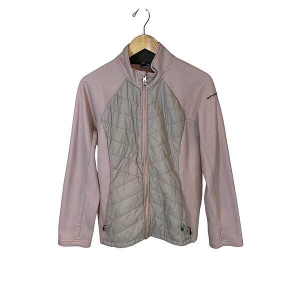 SPYDER Nova Full Zip Hybrid Track Jacket Outdoor Quilted Fleece Coat Pink Large - Picture 2 of 16